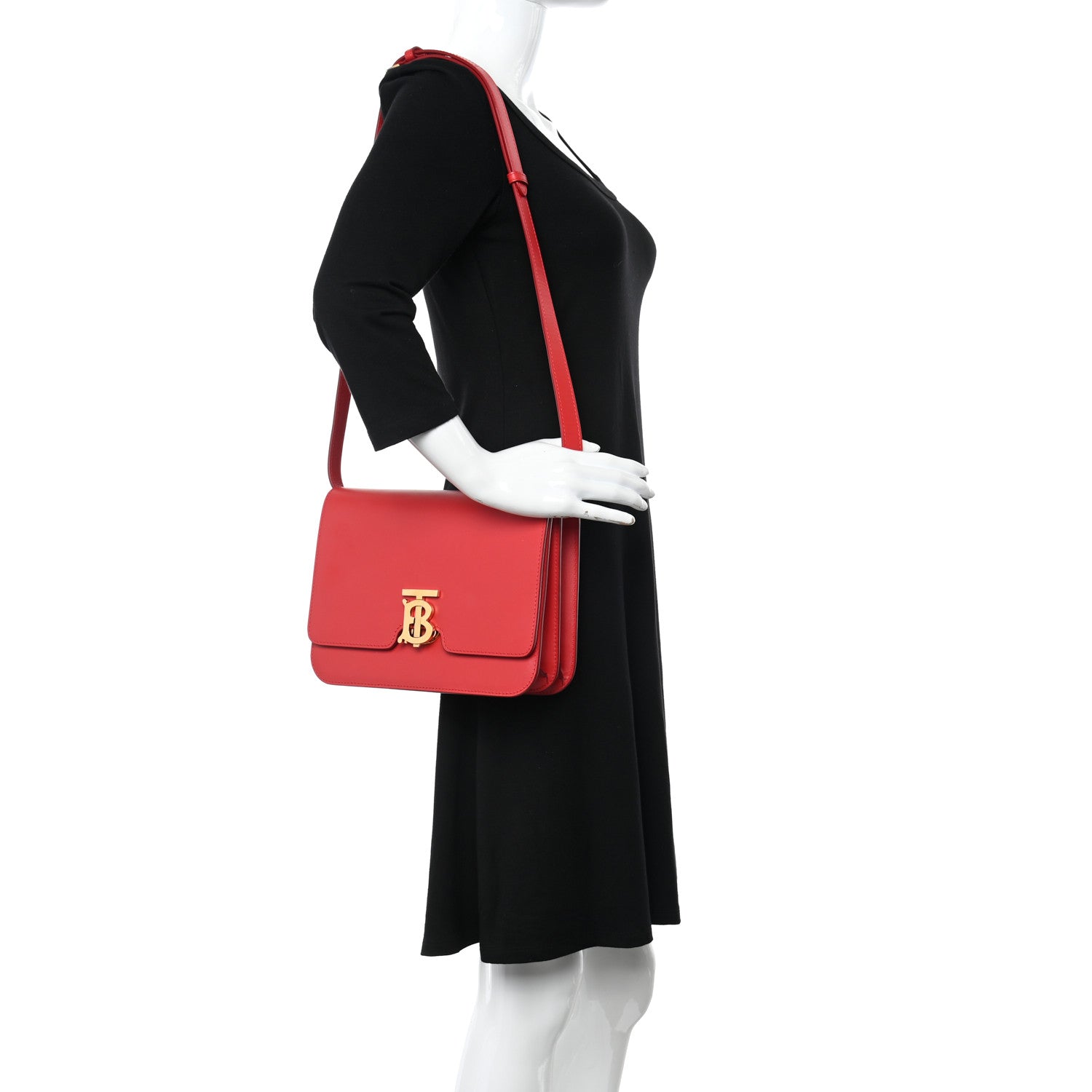 Burberry Calfskin Medium TB Bag Bright Red 2 of 12