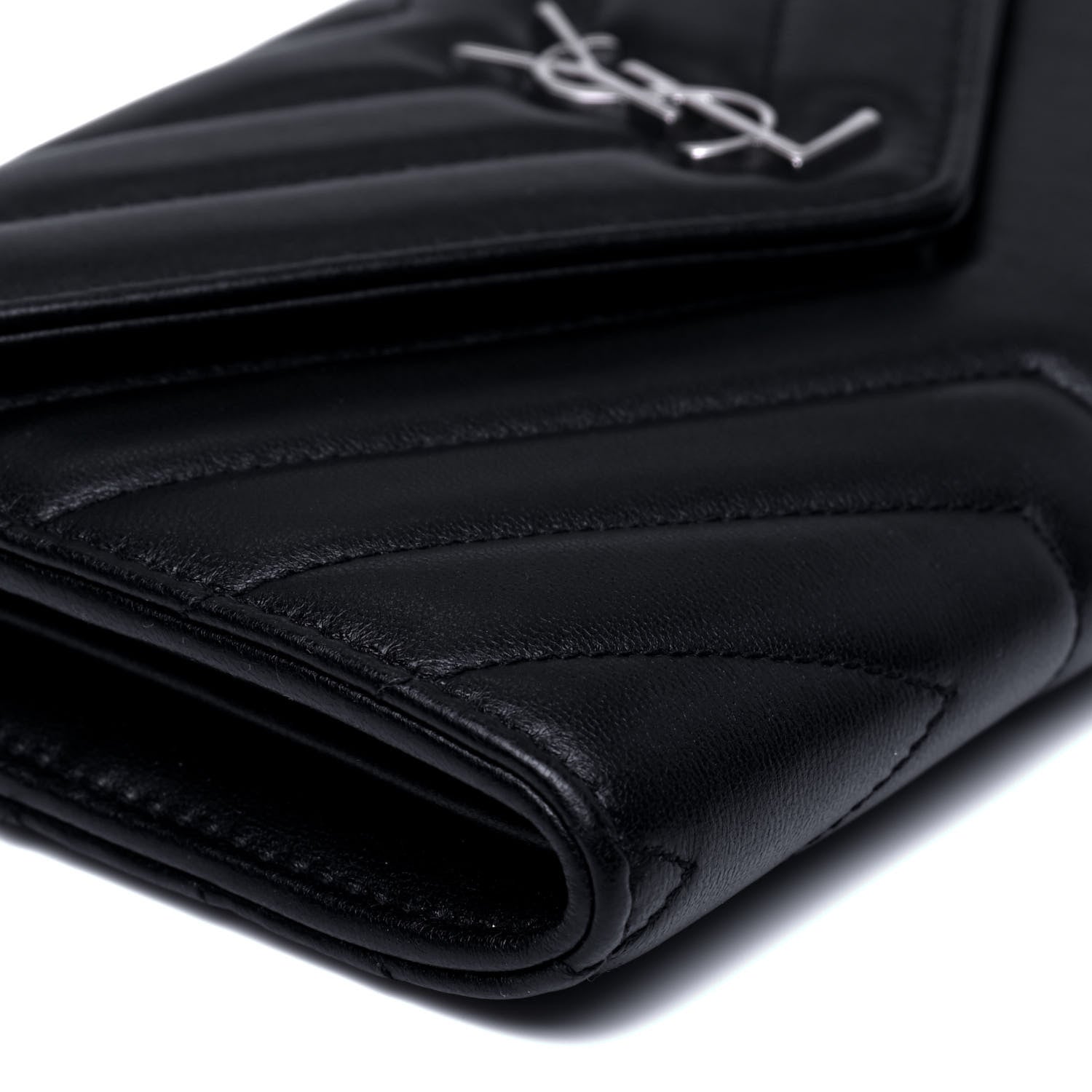 Saint Laurent Lambskin Y Quilted Monogram Large Loulou Flap Wallet Black 5 of 6