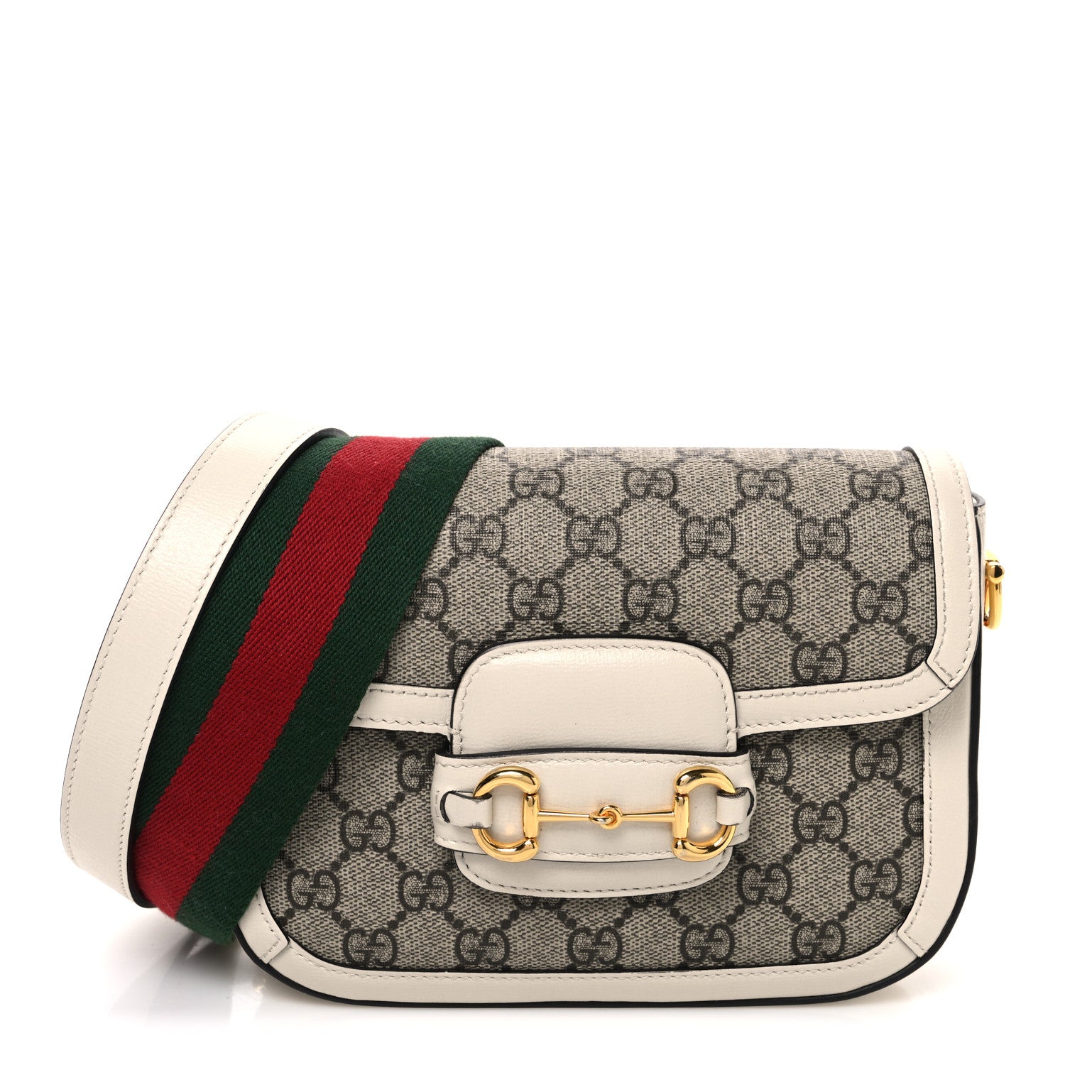 Gucci GG Supreme Monogram Textured Dollar Calfskin Web Mini Horsebit 1955 Shoulder Bag 1 of 11