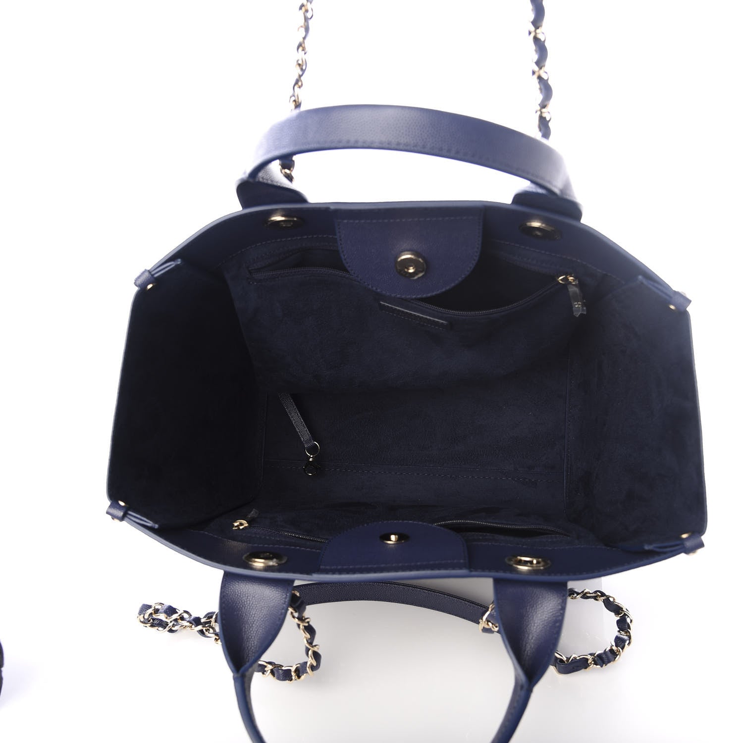 Chanel Caviar Small Studded Deauville Tote Blue 4 of 9