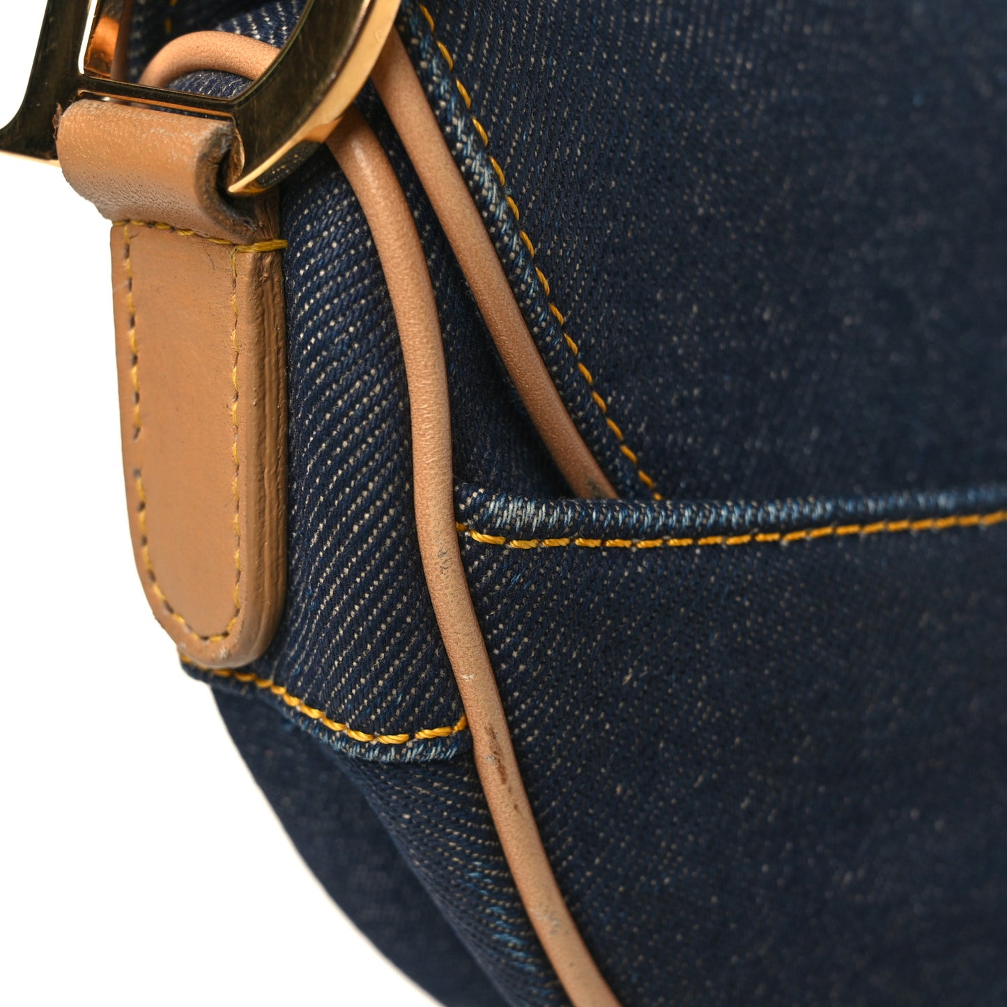 Denim Calfskin Saddle Bag Blue