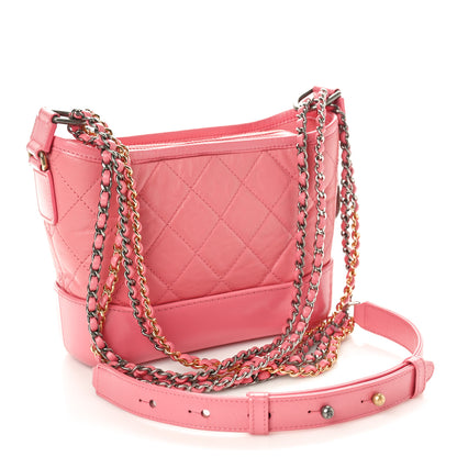 Chanel Aged Calfskin Quilted Small Gabrielle Hobo Pink 2 of 10
