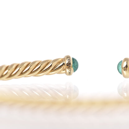 David Yurman 18K Yellow Gold Emerald 4mm Cablespira Bracelet 4 of 5