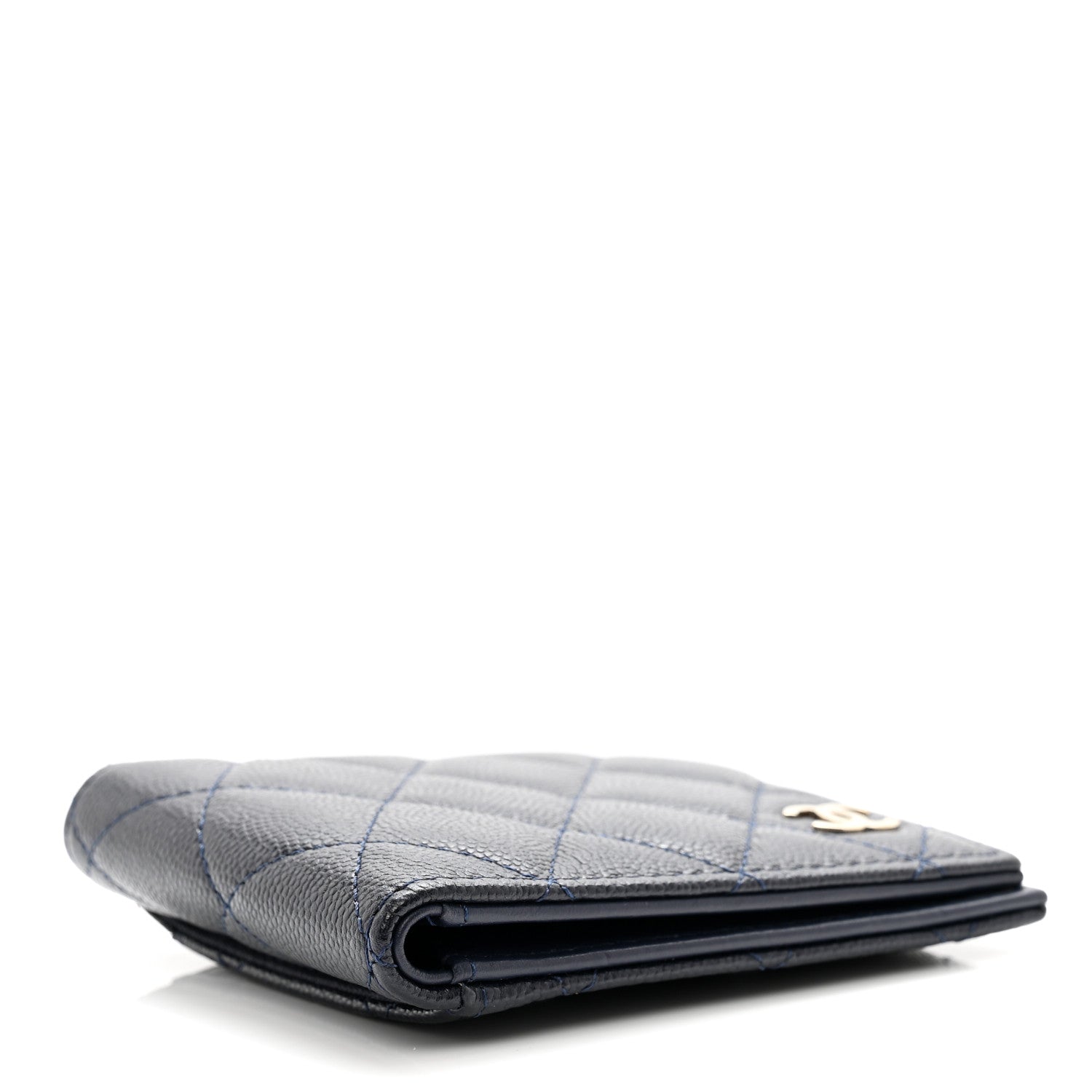 Chanel Caviar Quilted Bi-Fold Wallet Dark Blue 4 of 9