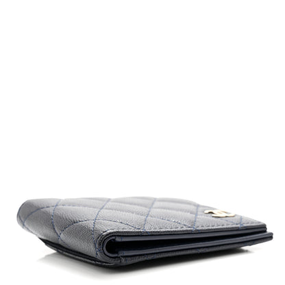 Chanel Caviar Quilted Bi-Fold Wallet Dark Blue 4 of 9