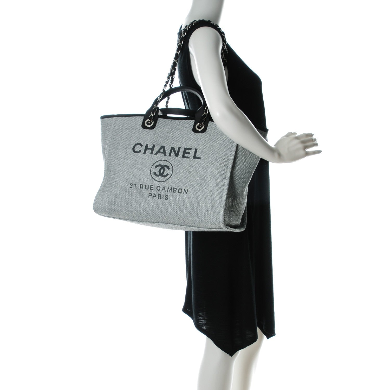 Chanel Canvas Large Deauville Tote Grey 2 of 7