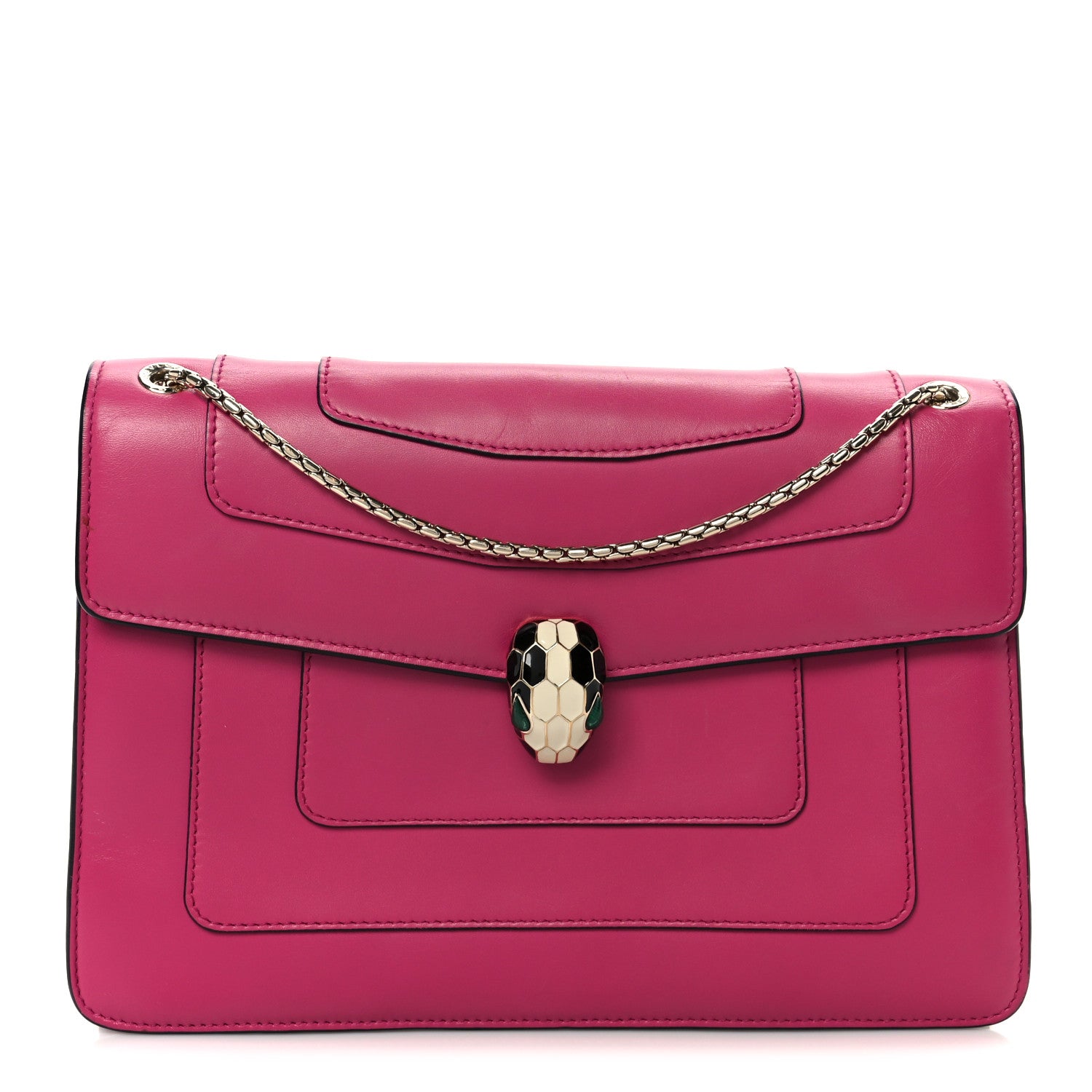 Bulgari Calfskin Serpenti Forever Snake Strap Crossbody Bag Pink 1 of 12
