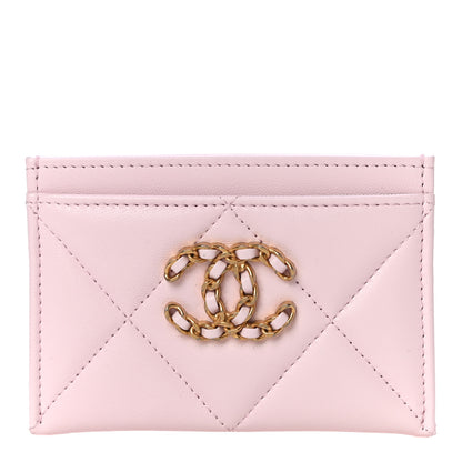 Chanel Lambskin Quilted Chanel 19 Card Holder Light Pink 1 of 12