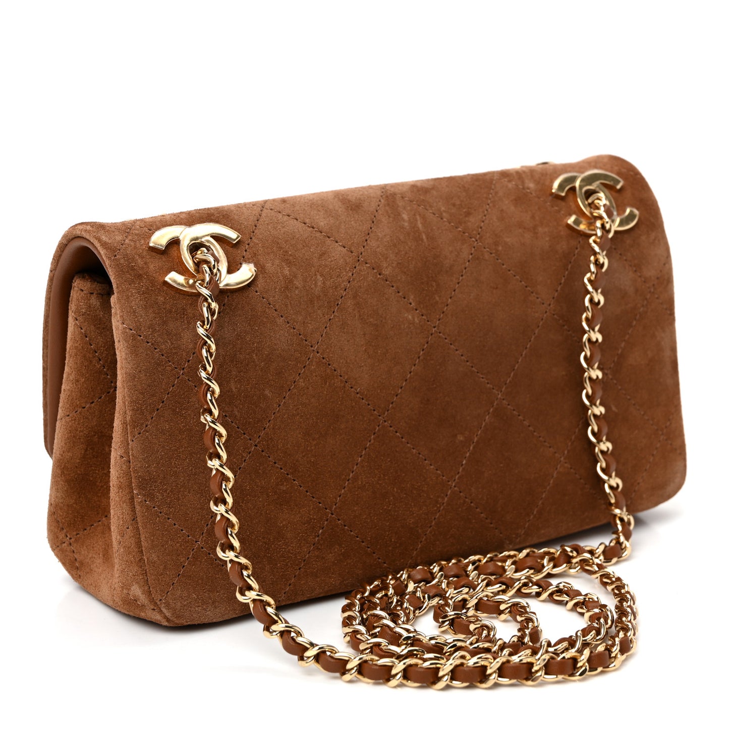 Suede Calfskin Small Eyes On You Flap Camel
