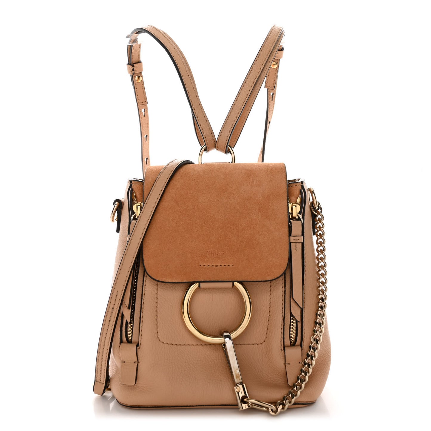 Suede Calfskin Mini Faye Backpack Blush Nude