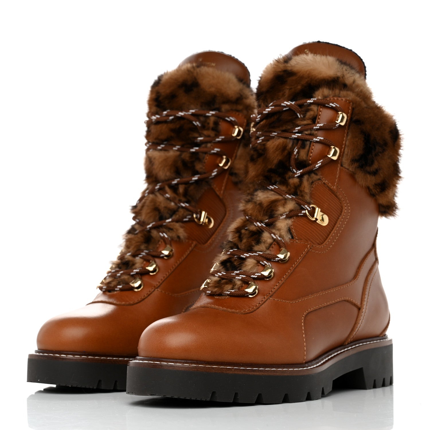 Louis Vuitton Calfskin Mink Territory Ranger Combat Boots 38 Cognac 3 of 8