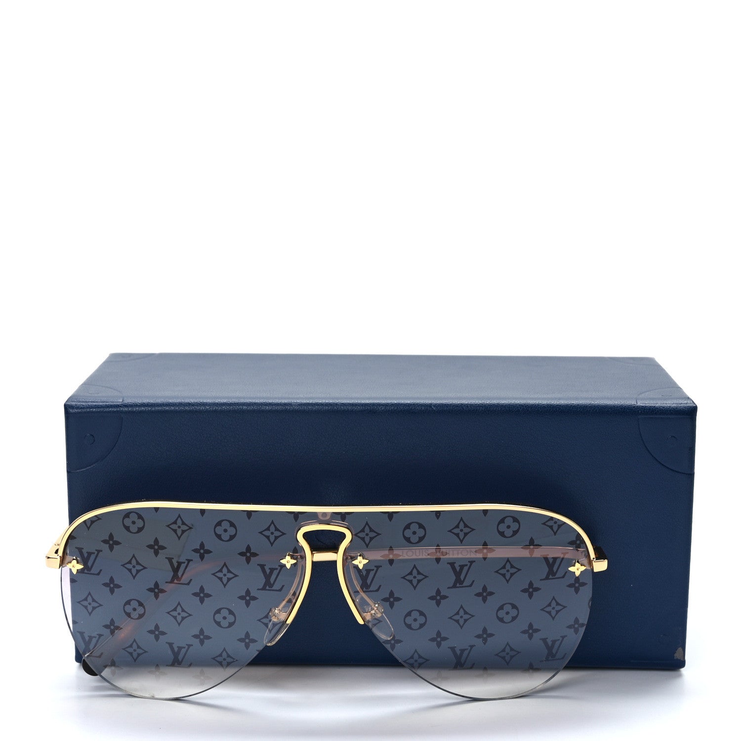 Louis Vuitton Grease Mask Sunglasses Z1469U Gold 10 of 10