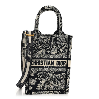 Christian Dior Canvas Toile de Jouy Reverse Embroidered Mini Book Tote Phone Bag Blue 1 of 11