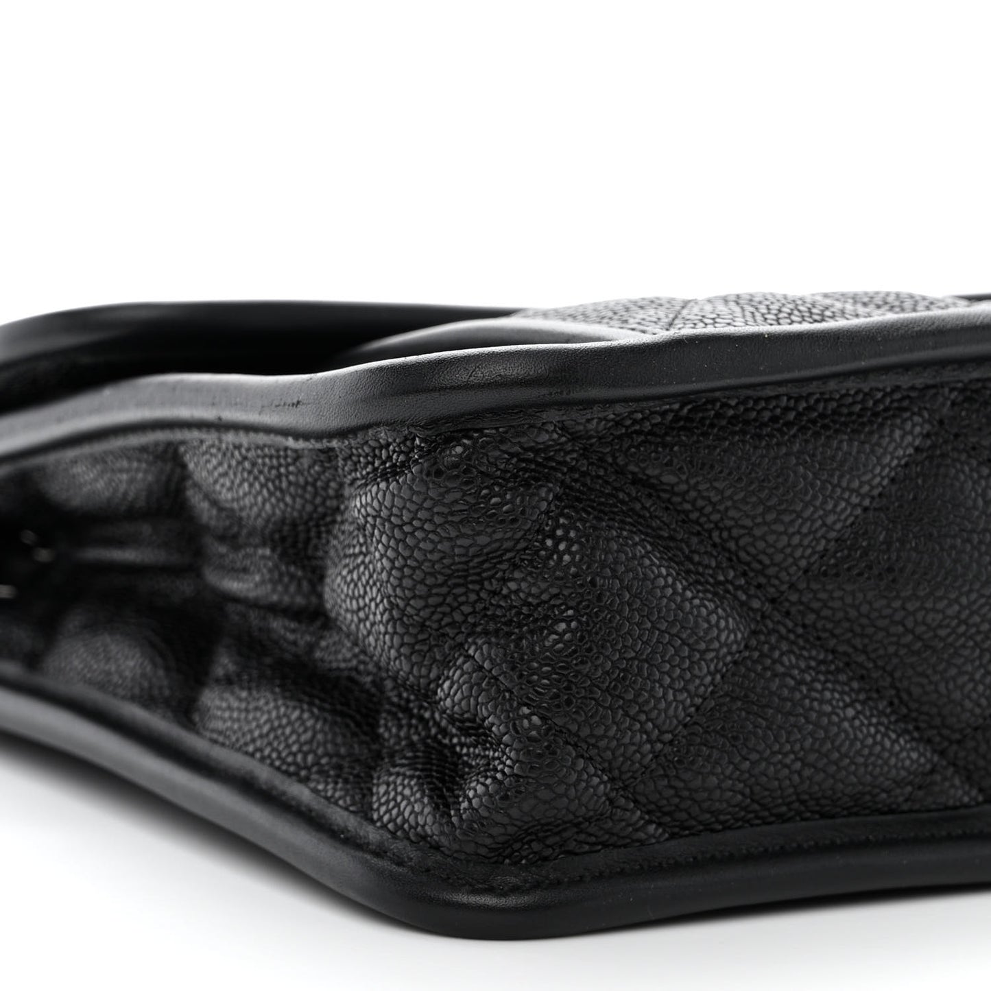 Caviar Quilted Large French Riviera Flap Black