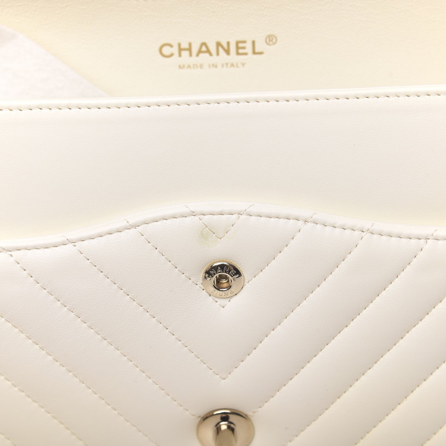 Chanel Lambskin Chevron Quilted Jumbo Double Flap White 13 of 13