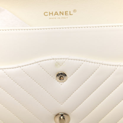Chanel Lambskin Chevron Quilted Jumbo Double Flap White 13 of 13