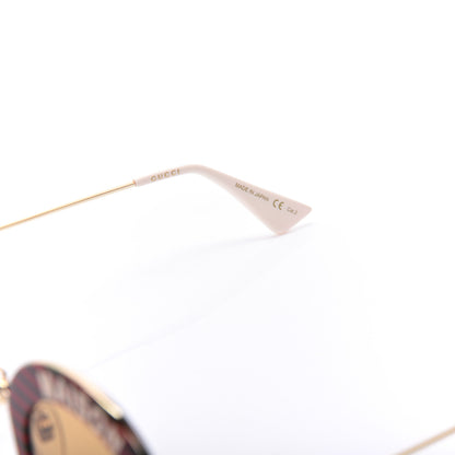 Gucci Metal Acetate Striped Maison Del'Amour Round Frame Sunglasses GG0113S Red Green 6 of 8