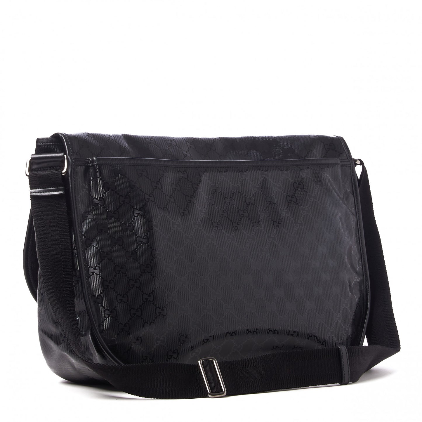 Imprime Monogram Large Double Buckle Flap Messenger Bag Black