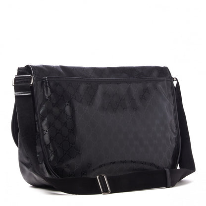 Gucci Imprime Monogram Large Double Buckle Flap Messenger Bag Black 2 of 8