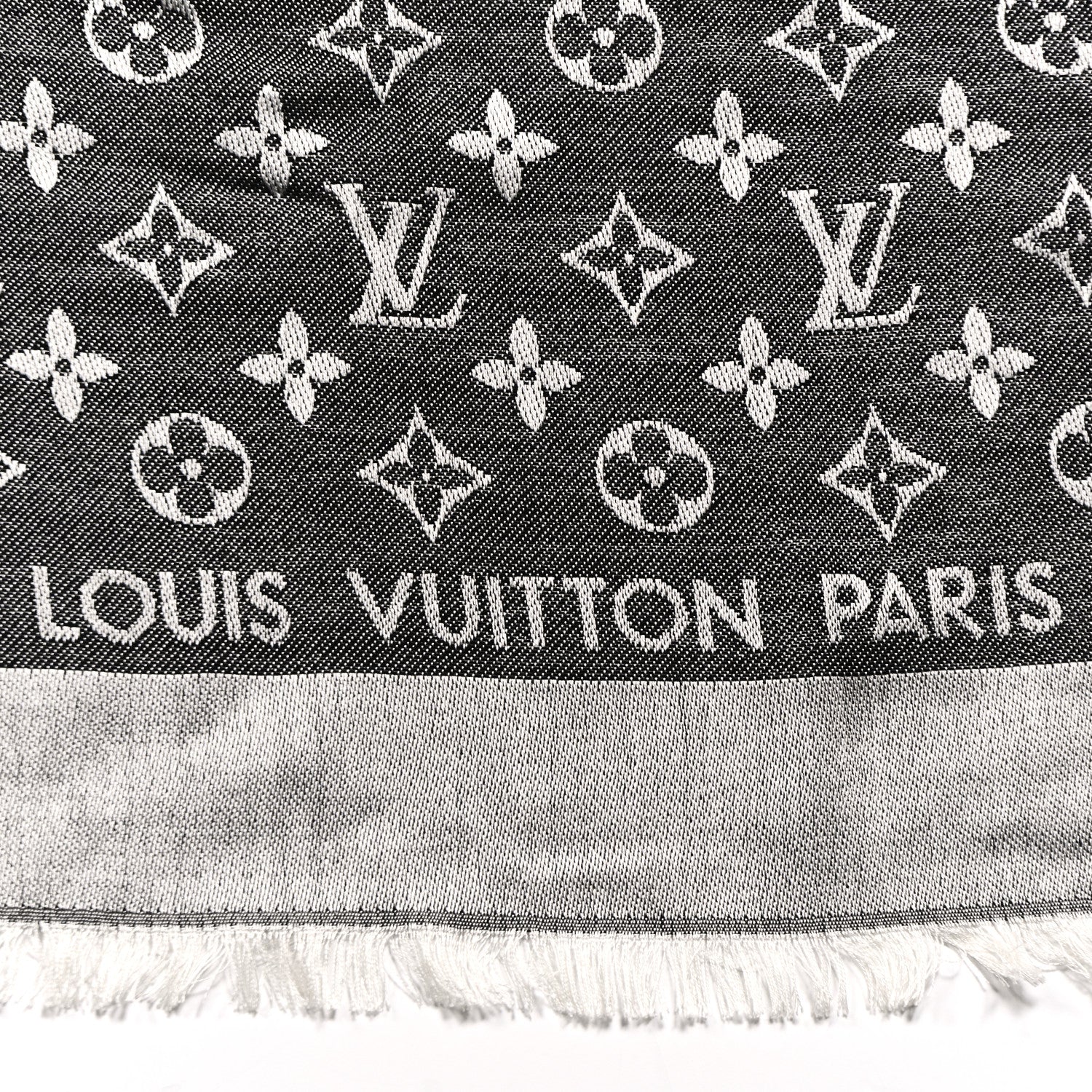 Louis Vuitton Silk Wool Monogram Denim Shawl Black 2 of 6