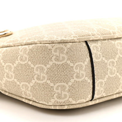 Gucci GG Supreme Monogram Textured Calfskin Small Emblem Shoulder Bag Beige Mystic White 10 of 10