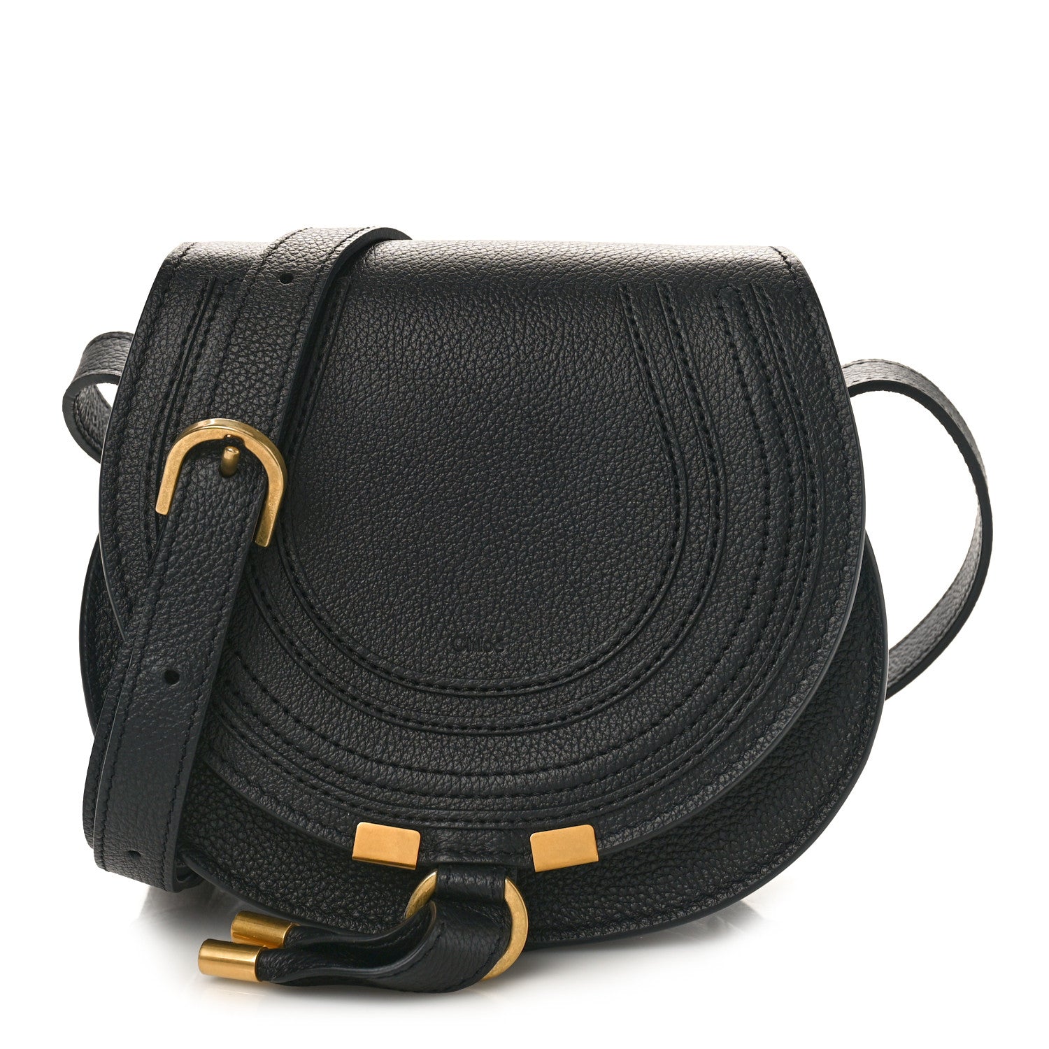 Chloe Grained Calfskin Small Marcie Saddle Bag Black 1 of 8