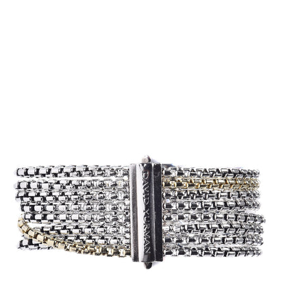 David Yurman Sterling Silver 18K Yellow Gold Eight-Row Box Chain Bracelet 1 of 5