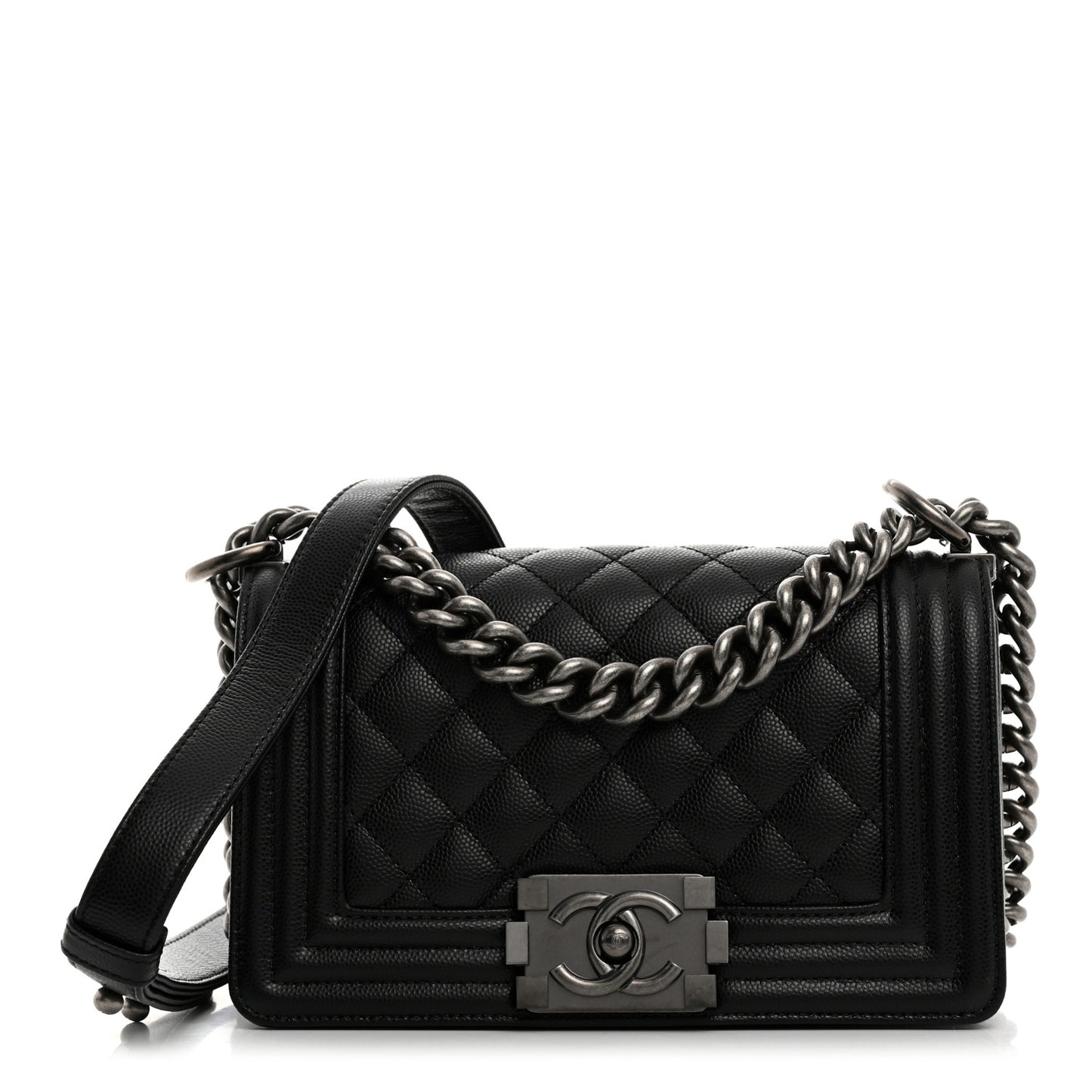 Caviar Quilted Small Boy Flap Black