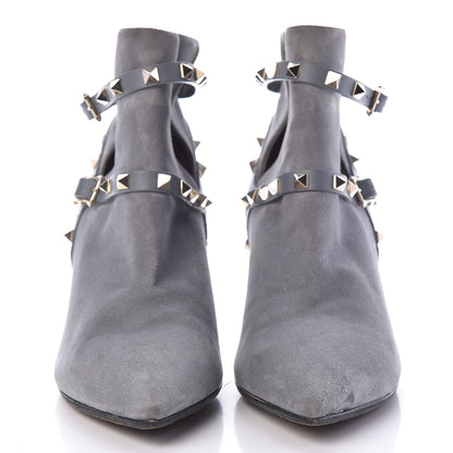 Valentino Garavani Suede Rockstud Double Buckle 65mm Ankle Boots 41 Light Stone 2 of 19
