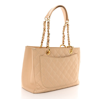 Chanel Caviar Quilted Grand Shopping Tote GST Beige Clair 3 of 12
