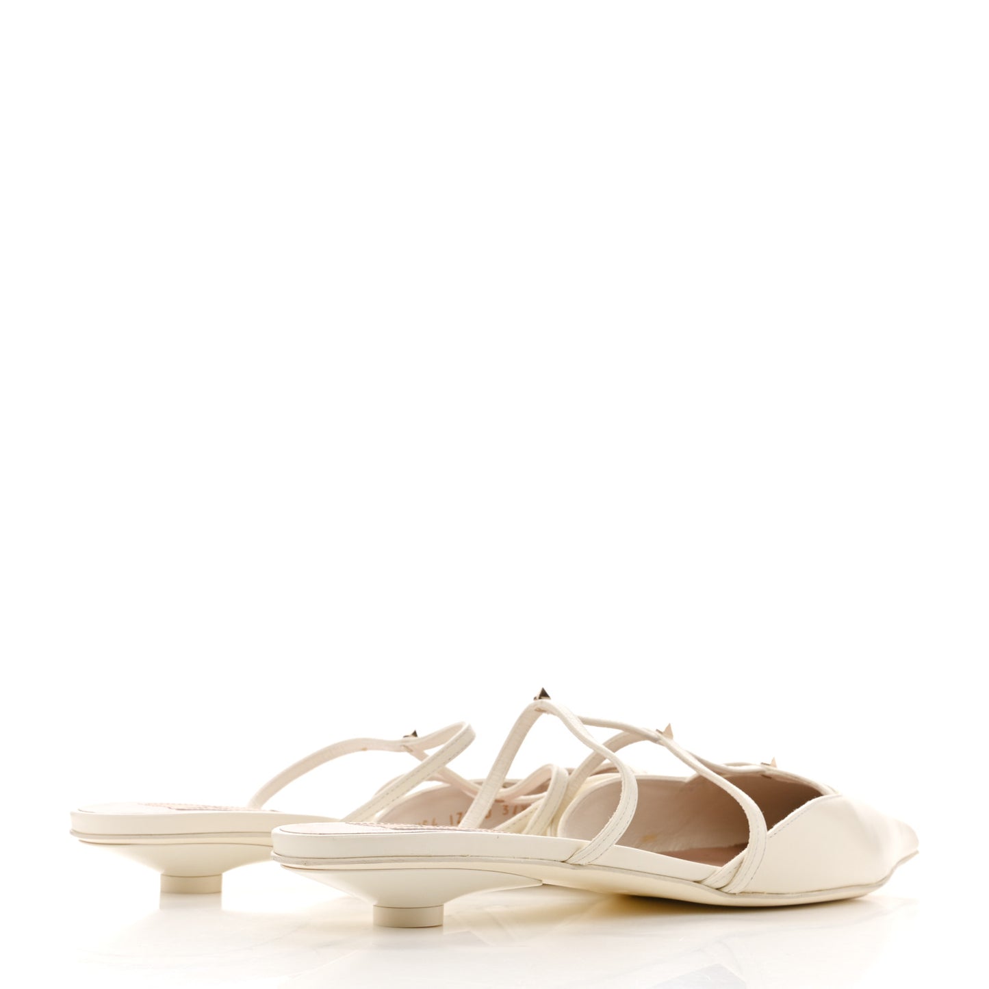 Calfskin Rockstud Wispy Mules 37.5 Ivory