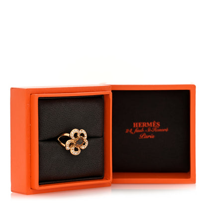 Hermes 18K Yellow Gold Diamond Garnet Flower Ring 51 5.75 5 of 5