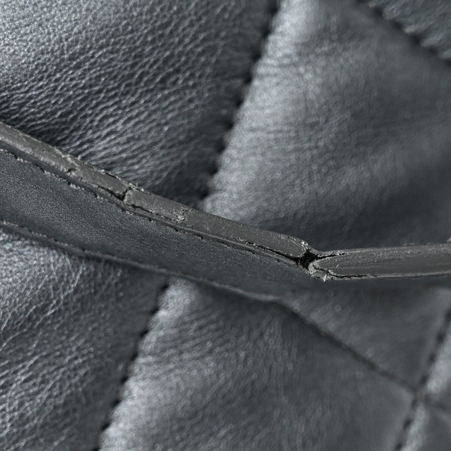 Metallic Lambskin Quilted Large Week End on Mars Tote Charcoal