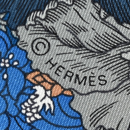 Hermes Silk Robe Legere Scarf 90 Bleu Azure Ocre Roux 4 of 6