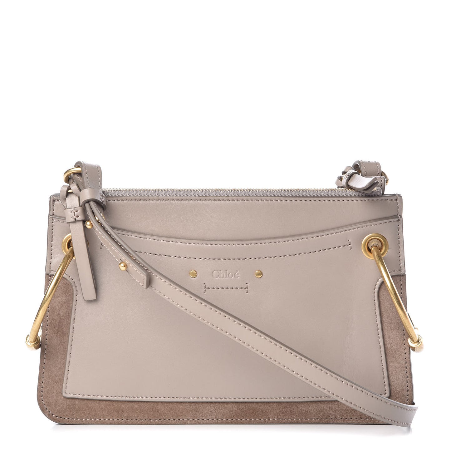 Calfskin Suede Small Roy Bag Motty Grey