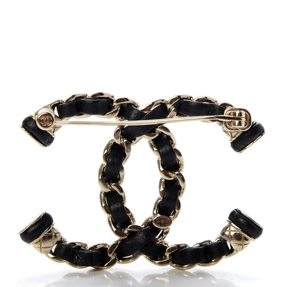 Chanel Lambskin Chain CC Brooch Black Gold 3 of 6