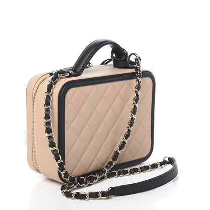 Chanel Caviar Quilted Medium CC Filigree Vanity Case Beige Black 3 of 11