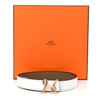 Hermes Swift Epsom 24mm H Cursives Belt 85 White Etoupe 7 of 7