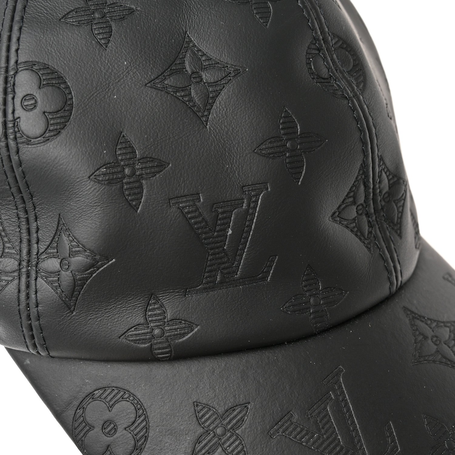 Louis Vuitton Calfskin Monogram Shadow Baseball Cap 60 Black 12 of 12