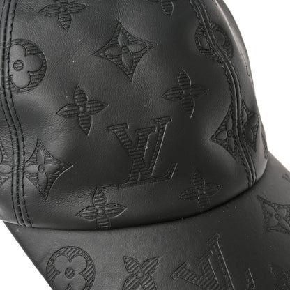 Louis Vuitton Calfskin Monogram Shadow Baseball Cap 60 Black 12 of 12