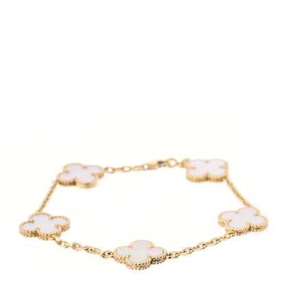 Van Cleef & Arpels 18K Yellow Gold Mother of Pearl 5 Motifs Vintage Alhambra Bracelet 1 of 5