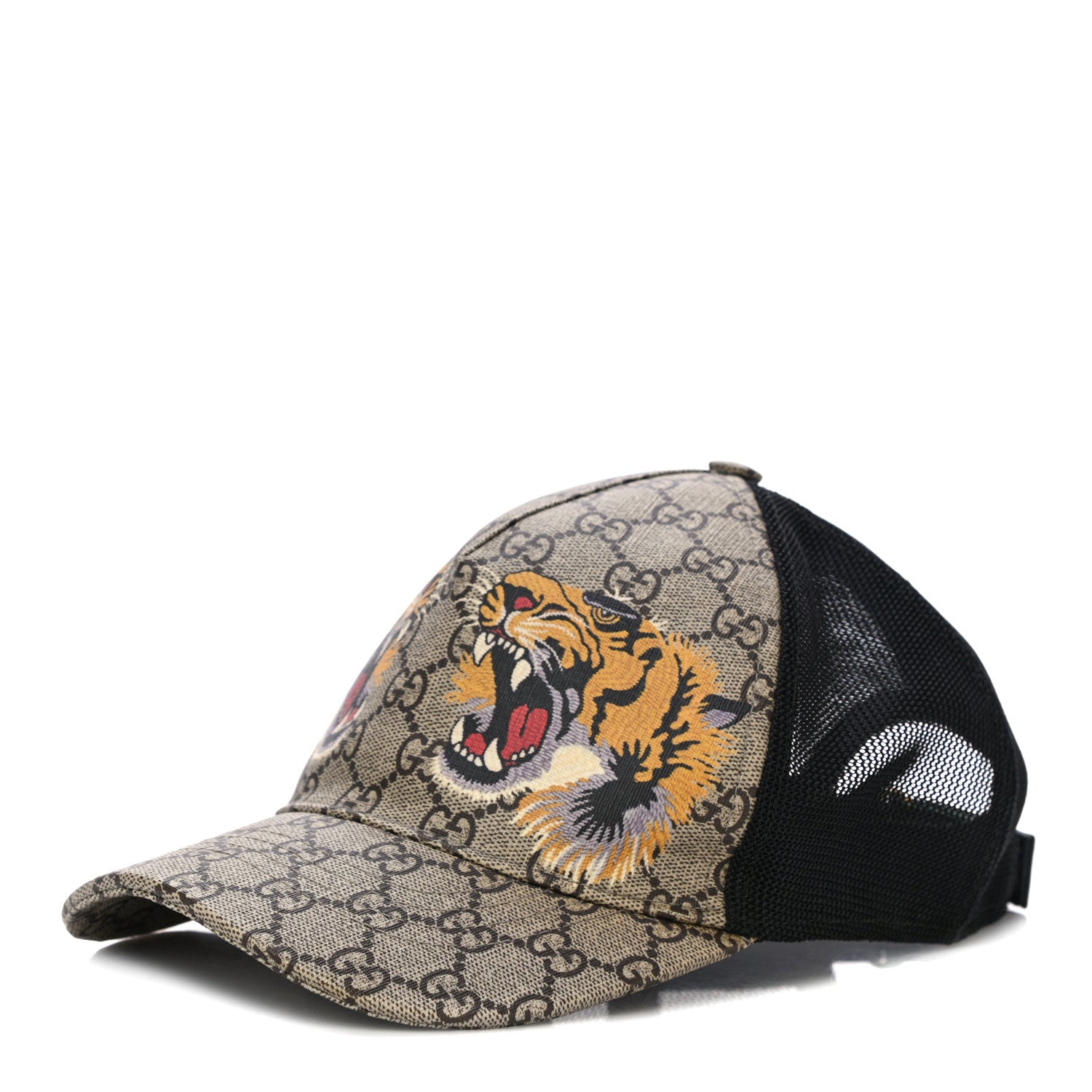Gucci GG Supreme Monogram Tiger Print Baseball Hat 59 Beige 1 of 7