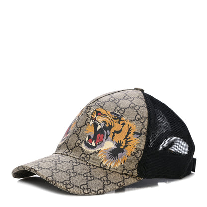 Gucci GG Supreme Monogram Tiger Print Baseball Hat 59 Beige 1 of 7