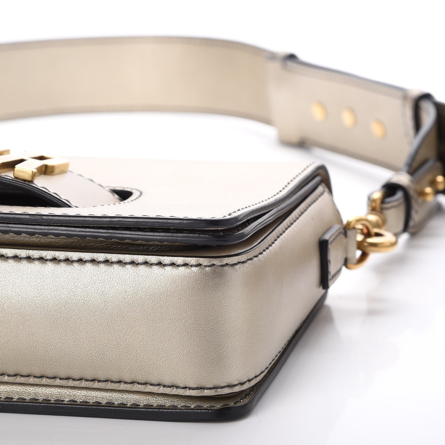 Christian Dior Metallic Smooth Calfskin Dio(r)evolution Flap Bag Gold 9 of 13