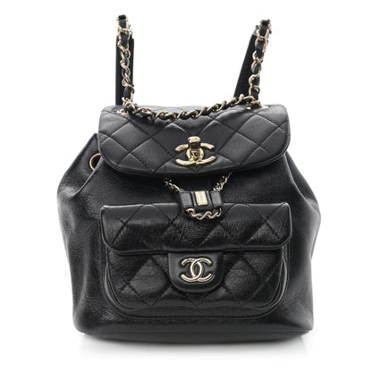 Chanel Glazed Aged Calfskin Quilted Small Duma Drawstring Backpack Black 1 of 11