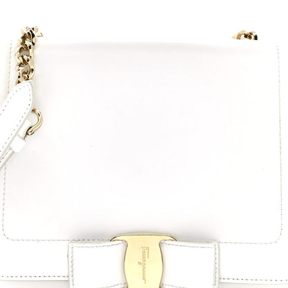 Salvatore Ferragamo Smooth Calfskin Vara Bow Chain Flap Crossbody White 9 of 17