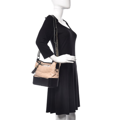 Chanel Aged Calfskin Quilted Medium Gabrielle Hobo Beige Black 2 of 10