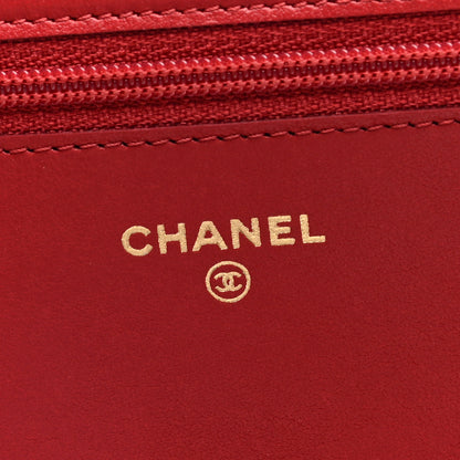 Chanel Caviar Quilted Boy Wallet On Chain WOC Red 6 of 10