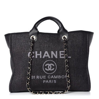 Chanel Woven Straw Raffia Large Deauville Tote Black 1 of 9