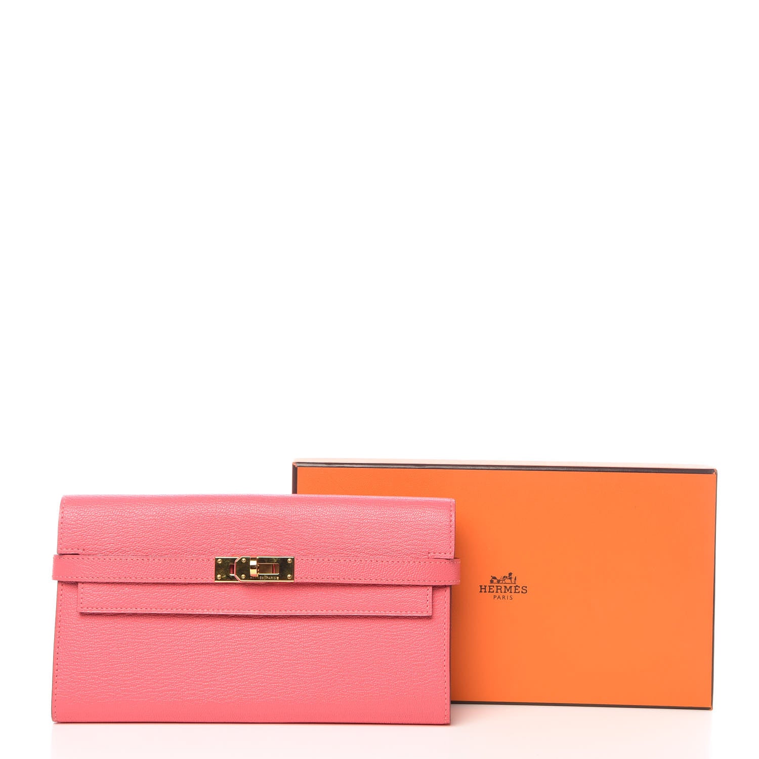 Hermes Chevre Mysore Kelly Longue Wallet Rose Lipstick 8 of 8